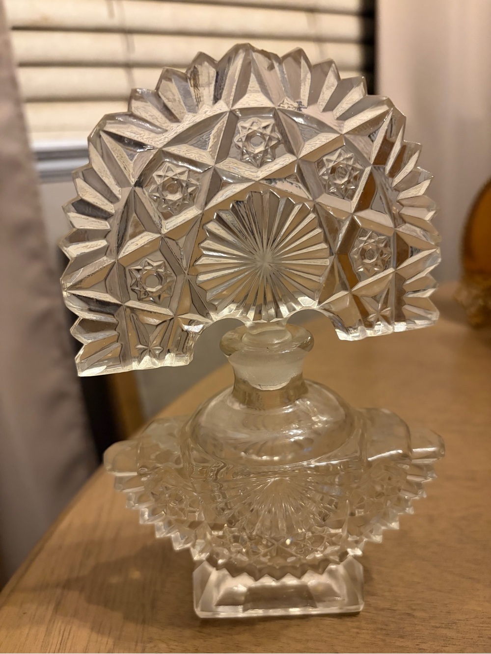 Clear Cut Glass Decorative Perfume Bottle - Crystal Finish